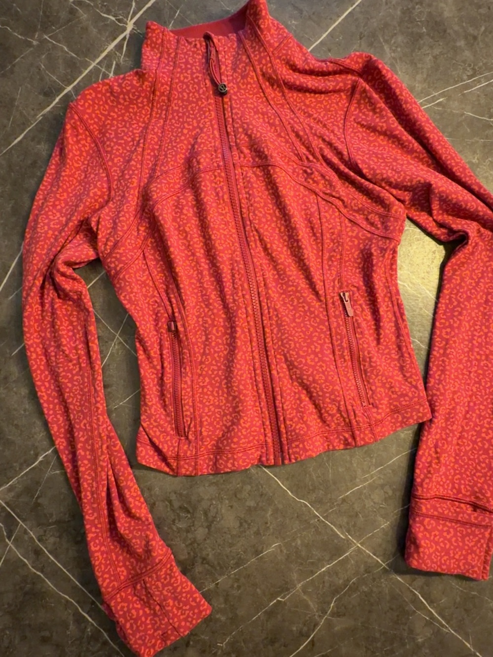 lululemon athletica Women's Red-Pink Patterned Full-Zip Jacket